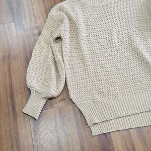 NWT Taupe High/Lo Balloon Sleeve Mockneck Sweater